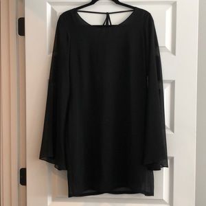 Black Bell sleeved, open back Dress